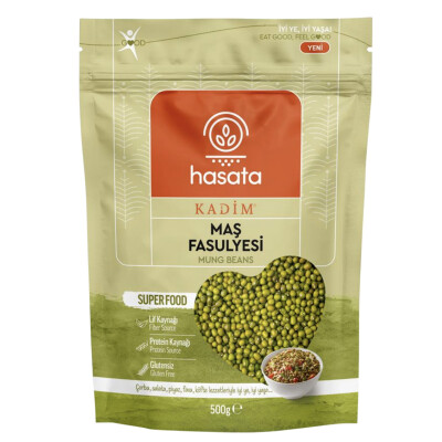 Hasata Maş Fasulyesi 500 gr. Glutensiz Superfood Aslını Korumuş Lezzetler Mung Beans