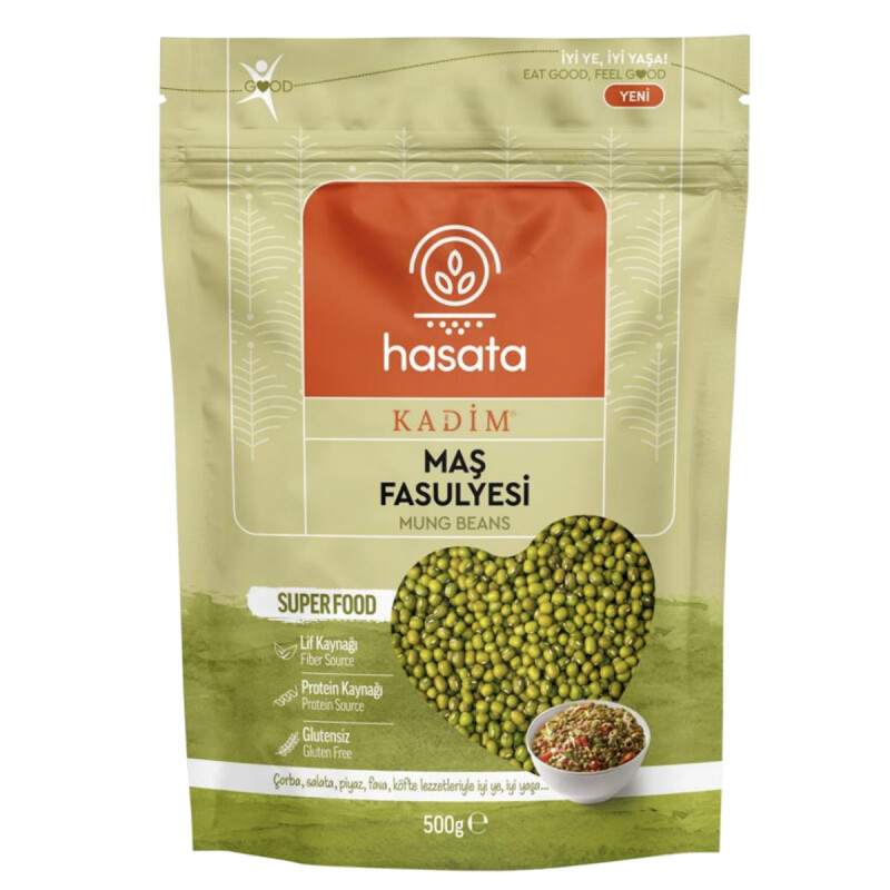 Hasata Maş Fasulyesi 500 gr. Glutensiz Superfood Aslını Korumuş Lezzetler Mung Beans