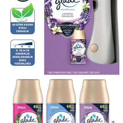 Glade Lavanta Otomatik Oda Kokusu Makine + 3 Yedek Promosyon Paketi