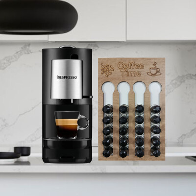 Nespresso Uyumlu Kapsül Kahve Tutucu Kapsül Standı Ahşap 24 Kapsül Kapasiteli Organizer