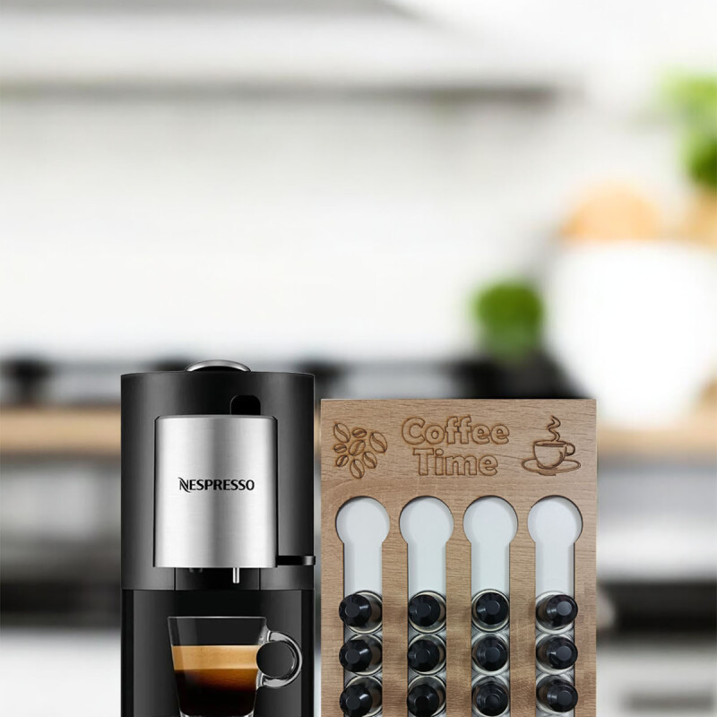 Nespresso Uyumlu Kapsül Kahve Tutucu Kapsül Standı Ahşap 24 Kapsül Kapasiteli Organizer