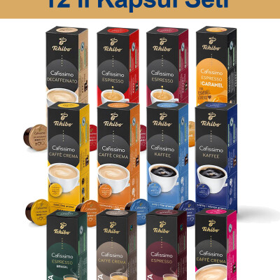 Tchibo 12'li Kapsül Kahve Seti XL Decaffe Espresso Caffe Crema Sadece Tchibo Kahve Makineleri ile Uyumludur